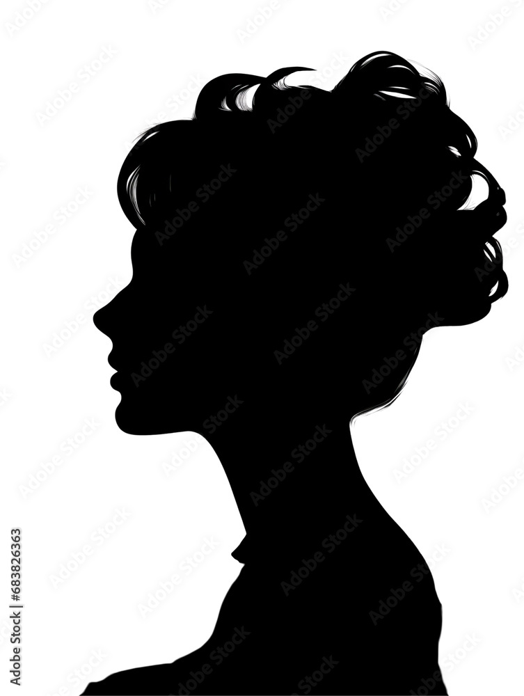 Profile silhouette of a woman with stylish haircut. Black and white illustration ideal for a logo. Profile silhouette of a woman with stylish haircut. Black and white illustration ideal for a logo.