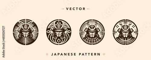 Feudal Japan Warrior Icons in Vector Format photo