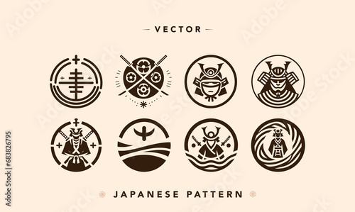 Samurai and Shinto Symbols Vector Collection