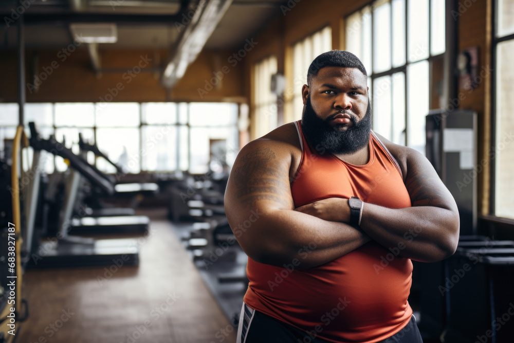 Portrait of strong man instructor in gym looking at camera. Portrait of strong man instructor in gym looking at camera.