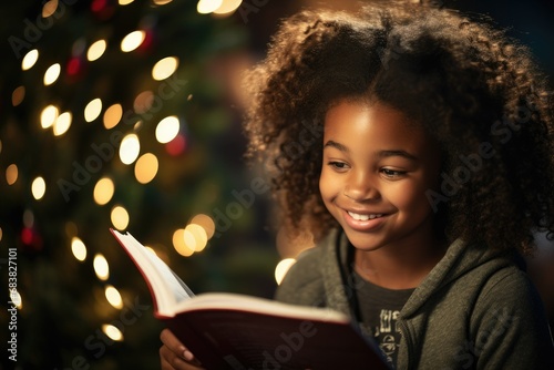 Joyful Young Reader Enthralled by Holiday Tales  © Distinctive Images