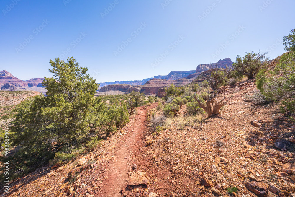 hiking the grandview trail in the grand canyon national park, arizona, usa
