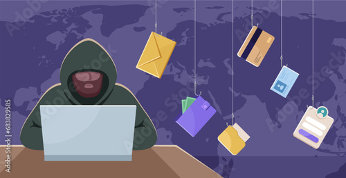 Hacking concept. Personal information and credit card detail.