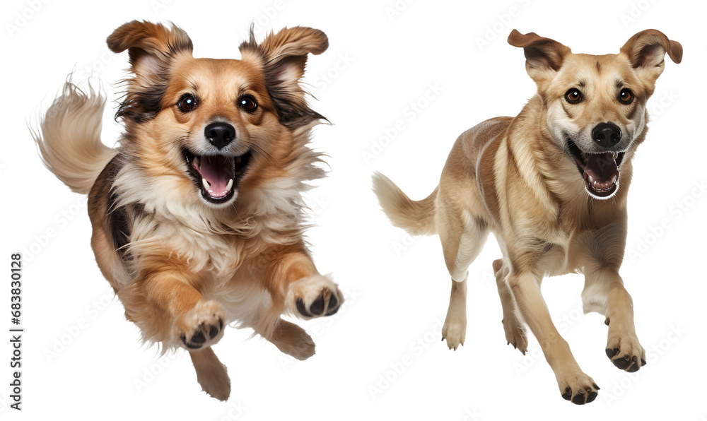 Smiling and running puppy isolated on transparent background, dog, png, Generative Ai