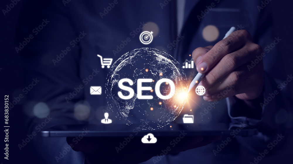SEO Search Engine Optimization best website traffic ideas Search engines or SEO. - obrazy, fototapety, plakaty 