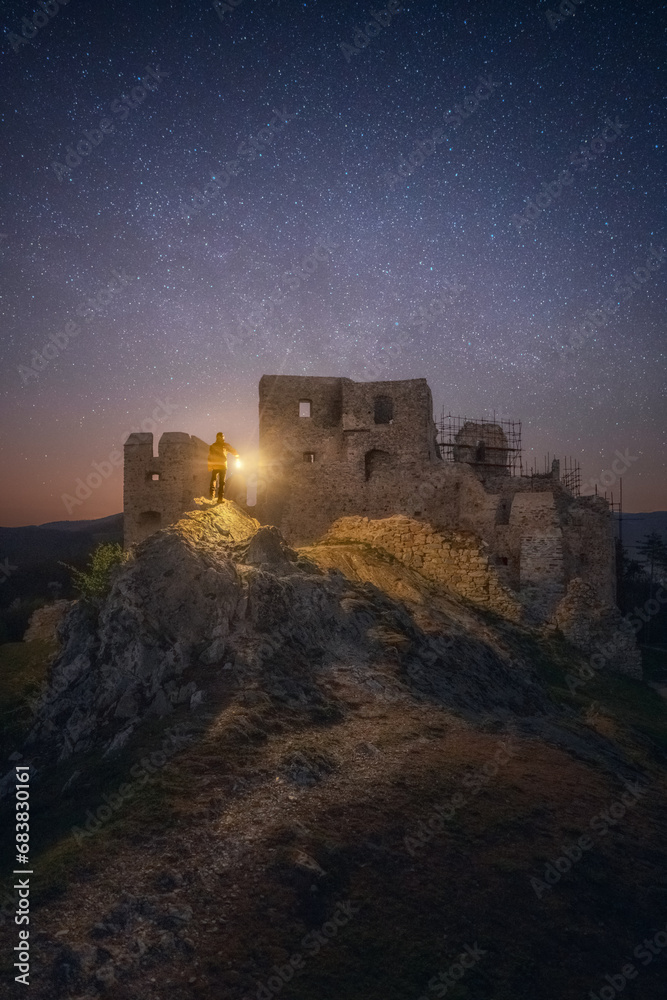 old castle in the night