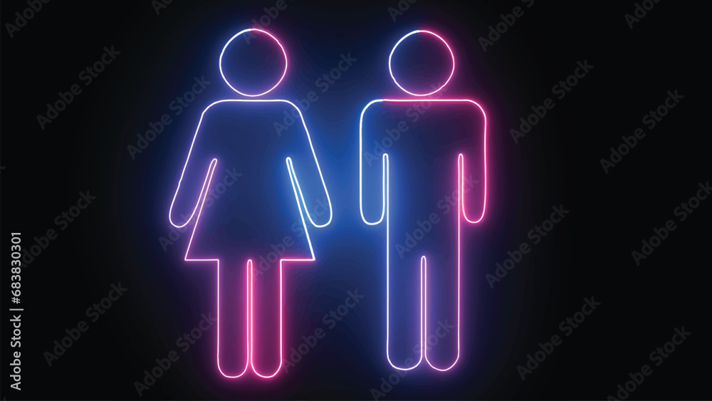 Hyperrealistic animated Neon Male and Female in trendy stylish colors. Futuristic technology Hyperrealistic animated Neon Male and Female in trendy stylish colors. Futuristic technology