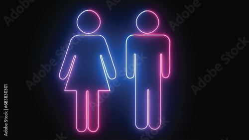 Hyperrealistic animated Neon Male and Female in trendy stylish colors. Futuristic technology