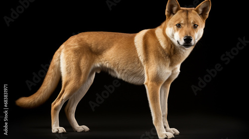 Dingo isolated on dark background. generative ai