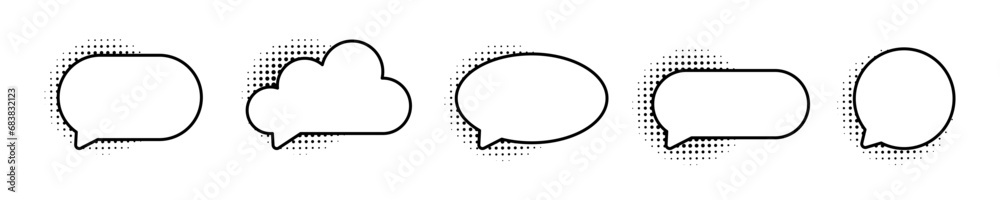 Comic speech bubbles set. Collection of empty comic speech bubbles with halftone shadows. Cartoon stickers. Comic speech bubbles set. Collection of empty comic speech bubbles with halftone shadows. Cartoon stickers.