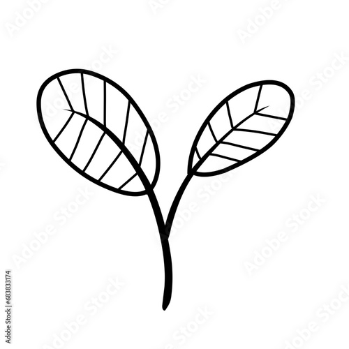 leaf line icon set
