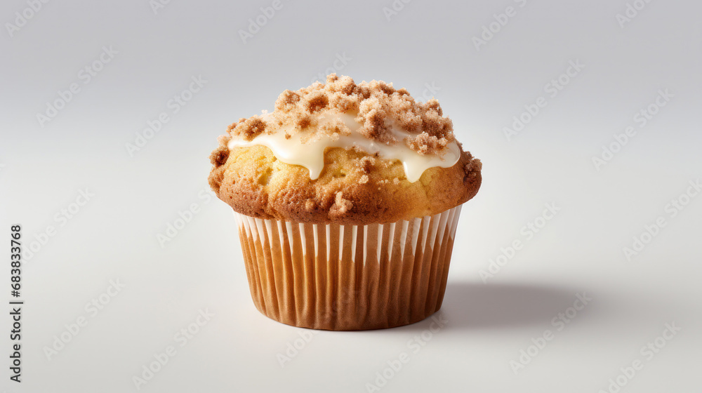 banana crumb muffin on a white background banana crumb muffin on a white background
