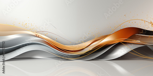 Wellenmotiv in gold und weißen Farben als Hintergrundmotiv für Webdesign im Querformat für Banner, ai generativ