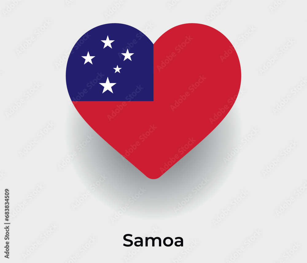 Samoa flag heart shape country icon vector illustration