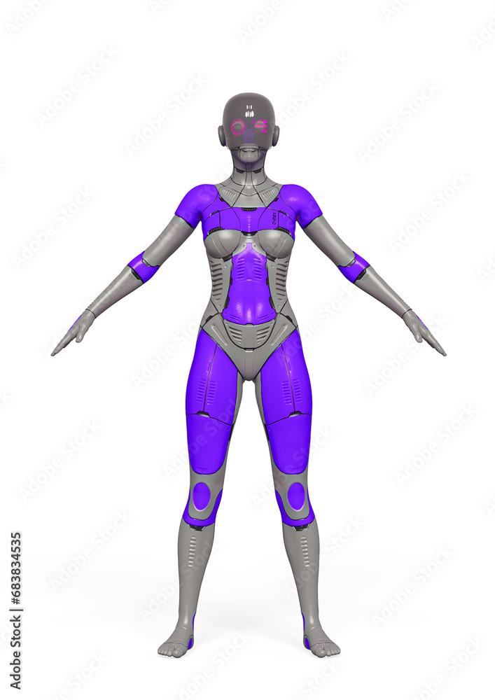 gynoid girl in white background