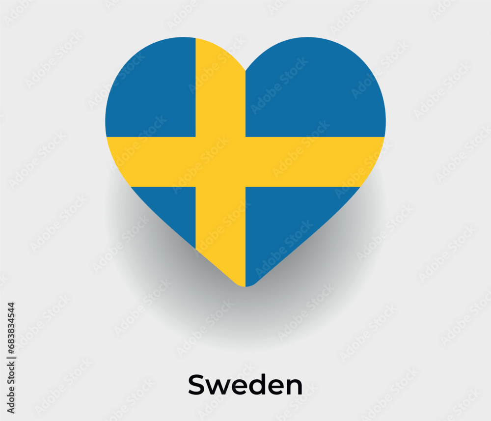 Sweden flag heart shape country icon vector illustration Sweden flag heart shape country icon vector illustration