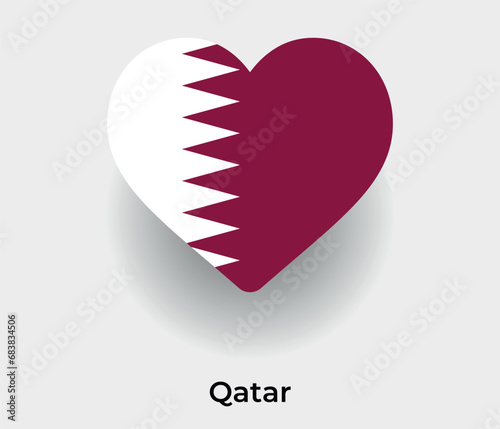 Qatar flag heart shape country icon vector illustration