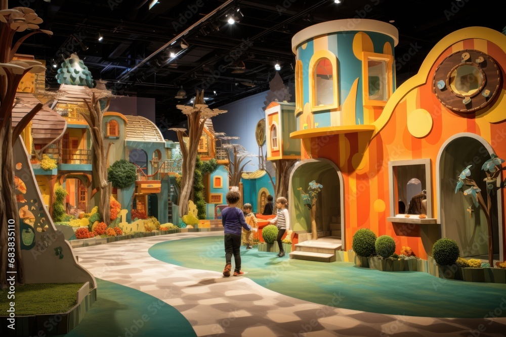 A vibrant children's museum with interactive exhibits and educational play areas.