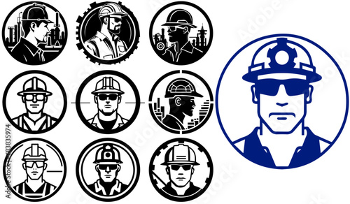 Vector logos of construction workers