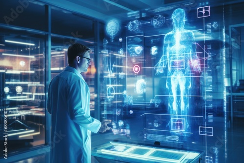 Holographic medical diagnostics, futuristic healthcare technology concept © Bijac