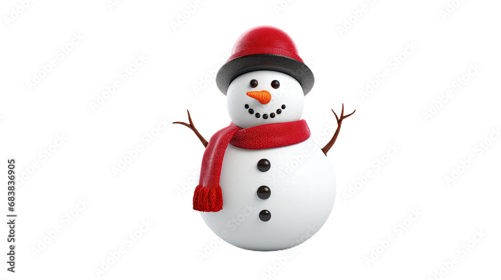 Snowman. Isolated on Transparent background.