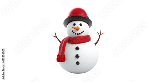 Snowman. Isolated on Transparent background.