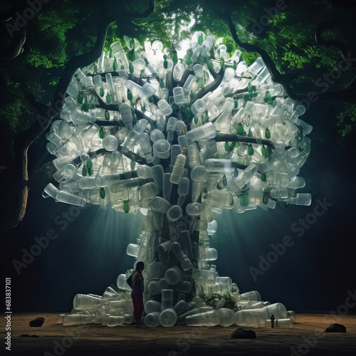 a tree made of plastic bottles