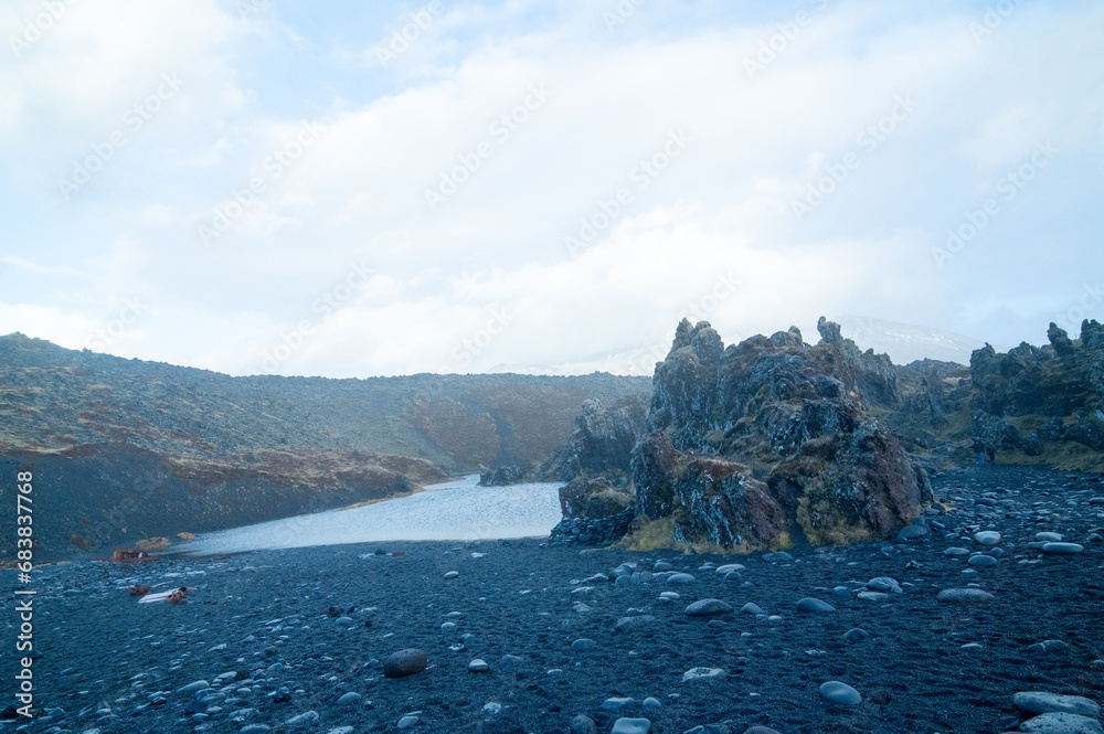 Djúpalónssandur or the Black Lava Pearl Beach in Iceland Djúpalónssandur or the Black Lava Pearl Beach in Iceland