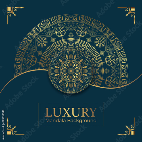 Elegant background with gold luxury floral pattern texture and traditional arabian mandala concept, use for islamic ramadan banner design, business card greeting card, and poster design vector .