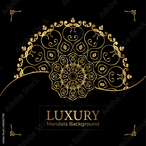 Elegant background with gold luxury floral pattern texture and traditional arabian mandala concept, use for islamic ramadan banner design, business card greeting card, and poster design vector .