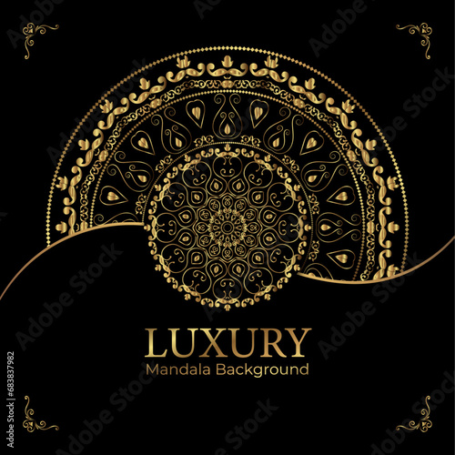 Ornamental luxury mandala pattern background with royal golden arabesque pattern Arabic Islamic east style. Traditional Turkish, Indian motifs. Great for fabric and textile, wallpaper, packaging etc. photo