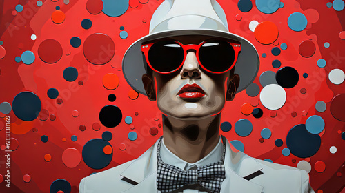 "Polka Dot Panache" A striking fashion statement that plays with pattern and perception amidst a sea of spots.