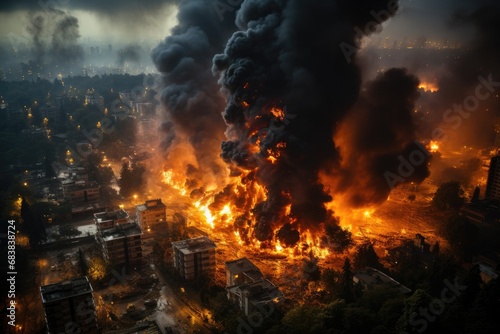 somber reality of bombed-out buildings in the context of the war in Ukraine photo