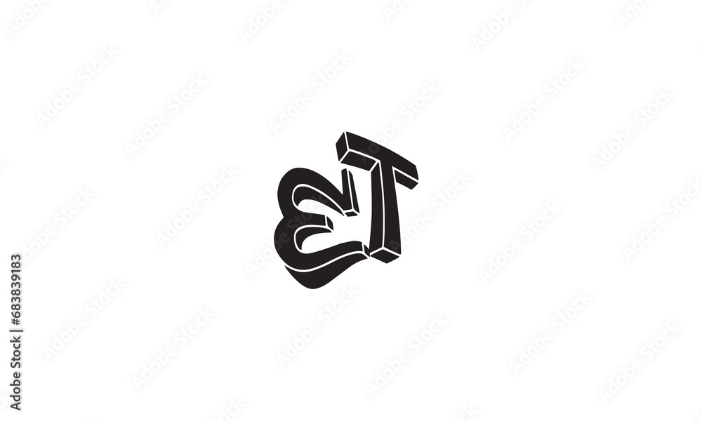 ET, TE, E, T Abstract Letters Logo Monogram ET, TE, E, T Abstract Letters Logo Monogram