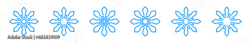 Linear snowflake icons icons. Snowflake line style vector icons. Snowflake silhouettes. Snowflake icon collection. .