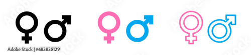 Gender symbols set. Gender vector icon. Male, female sign of gender equality icons. photo