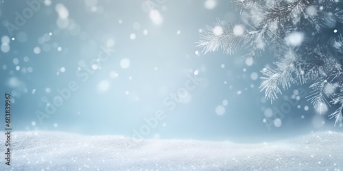 Frosty elegance. Abstract background of glistening snowflakes and ice crystals perfect for christmas greeting card or winter celebration © Bussakon