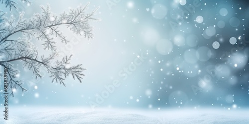 Frosty elegance. Abstract background of glistening snowflakes and ice crystals perfect for christmas greeting card or winter celebration © Bussakon