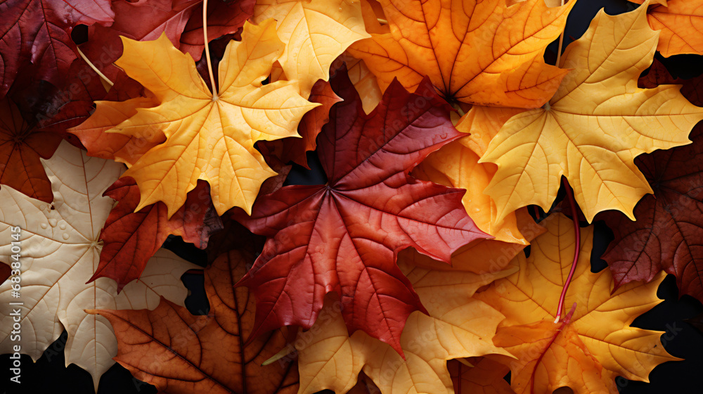 autumnal yellow and red leaves lie side by side on the ground autumnal yellow and red leaves lie side by side on the ground