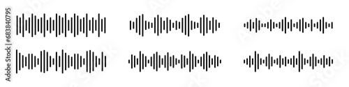 Sound waves collection. Abstract music waves. Tune equalizer. Soundwaves rhythm icons.