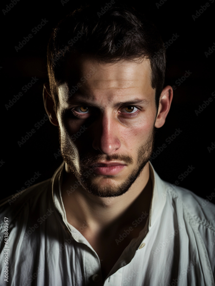 male model subject with deep gaze