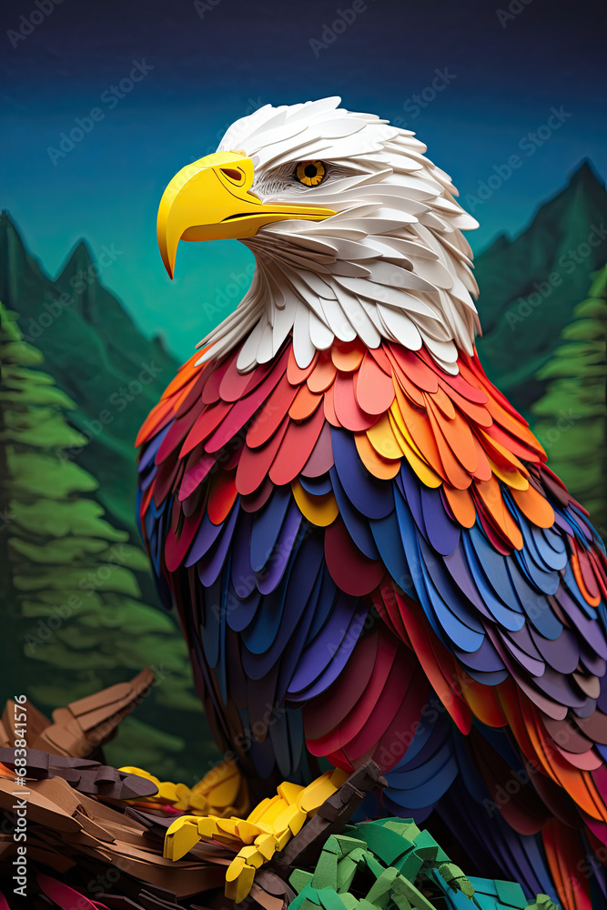 Fototapeta premium Colorful papercraft eagle