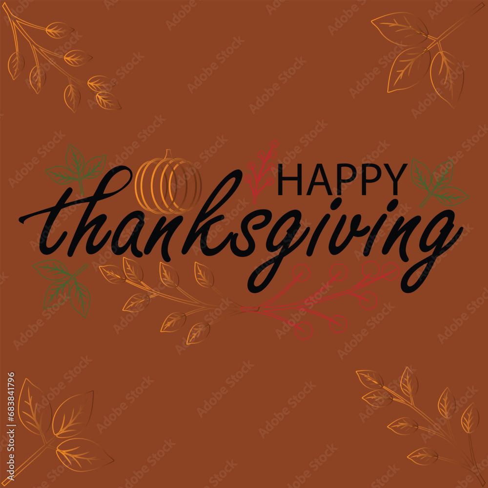 Obraz premium Happy thanksgiving day. Vector banner, greeting card with text Happy thanksgiving day