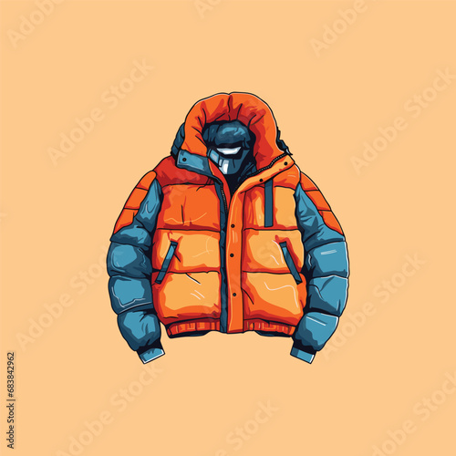 puffer jacket vector clip art illustration