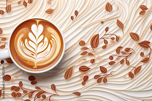 A mug of coffee with flower coffee art
