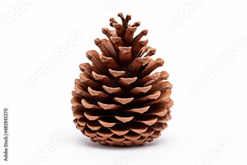 A bronzed pine cone set against a pallid backdrop stands distinctively.
