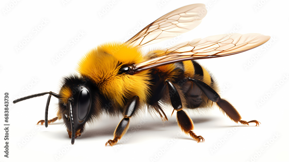 Stunning bumblebee on an white backgrund, realistic but a little bit fluffy Stunning bumblebee on an white backgrund, realistic but a little bit fluffy
