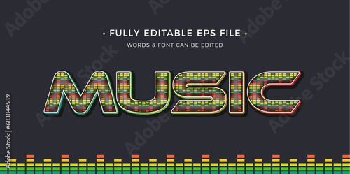 Music text effect editable with equalizer 