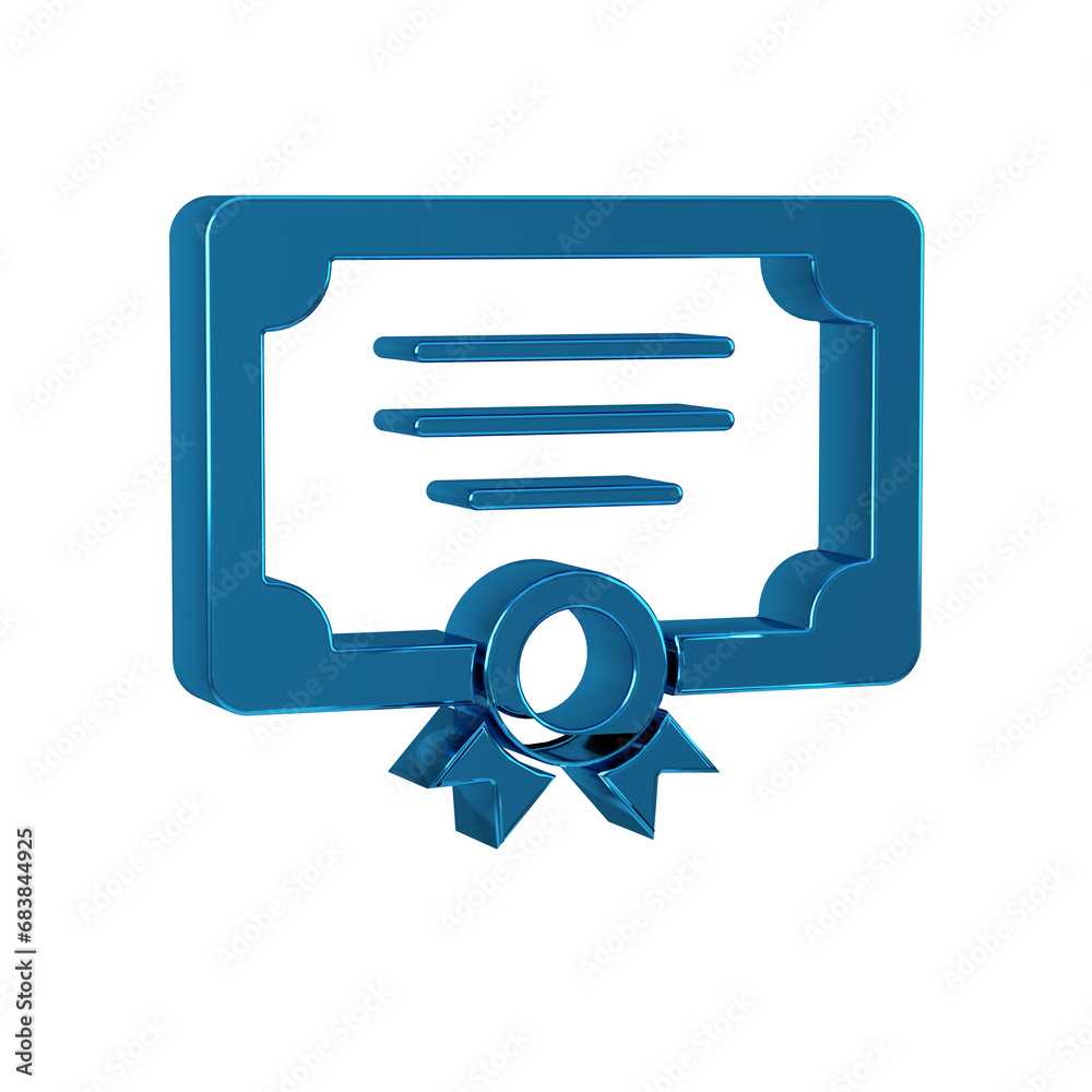 Blue Certificate template icon isolated on transparent background. Achievement, award, degree, grant, diploma concepts. Blue Certificate template icon isolated on transparent background. Achievement, award, degree, grant, diploma concepts.