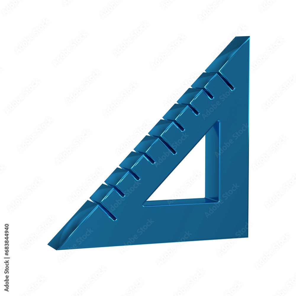 Blue Triangular ruler icon isolated on transparent background. Straightedge symbol. Geometric symbol. Blue Triangular ruler icon isolated on transparent background. Straightedge symbol. Geometric symbol.